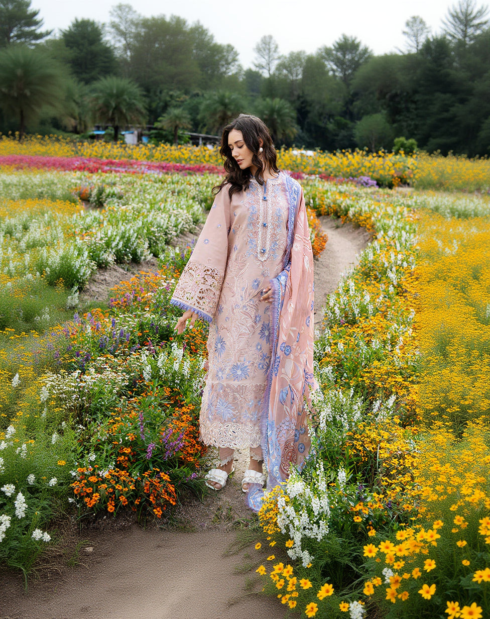 RP1216Mushq - SUMMER 3PC Lawn ChickenKari Embroidered Suit