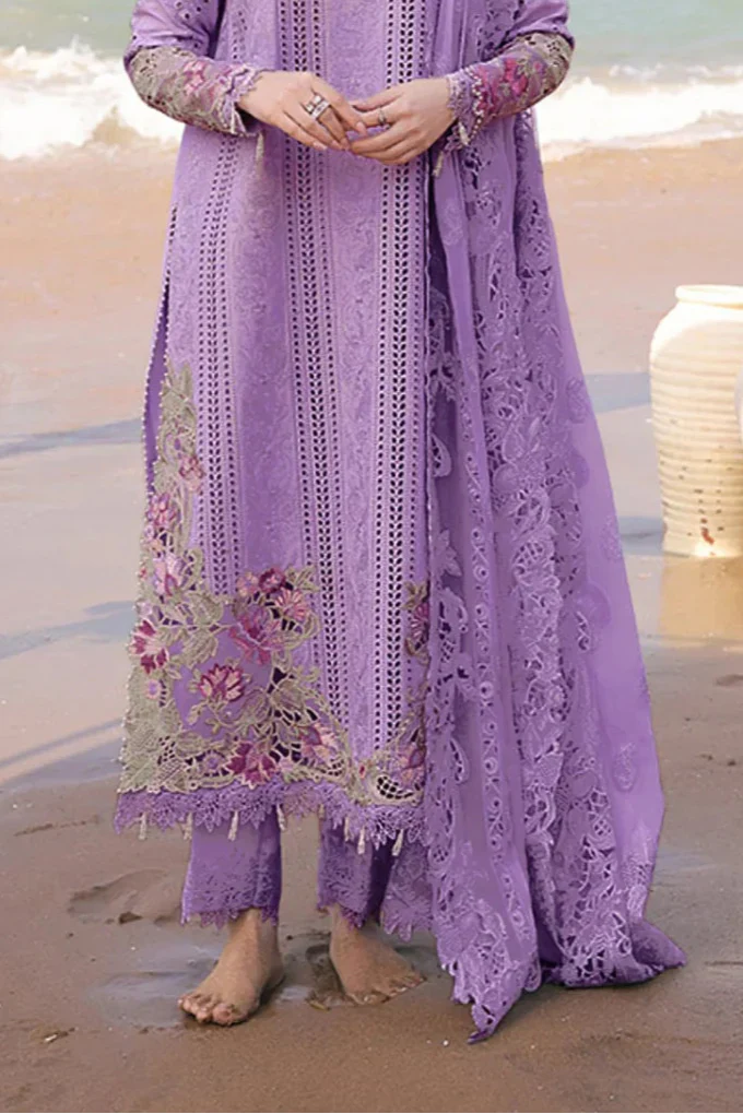 RP1079 -Qalamkar - 3PC Lawn Chikenkari Embroidered Shirt