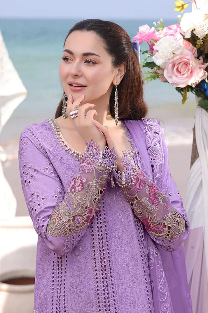RP1079 -Qalamkar - 3PC Lawn Chikenkari Embroidered Shirt