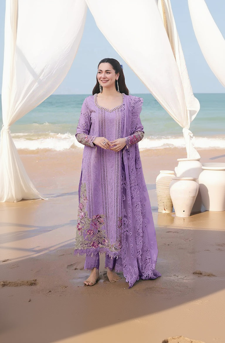RP1079 -Qalamkar - 3PC Lawn Chikenkari Embroidered Shirt
