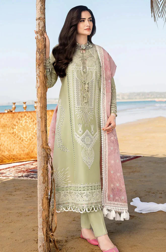 Rp1107- Qalamkar - Summer 3PC Lawn Chicken Kari Embroidered Suit