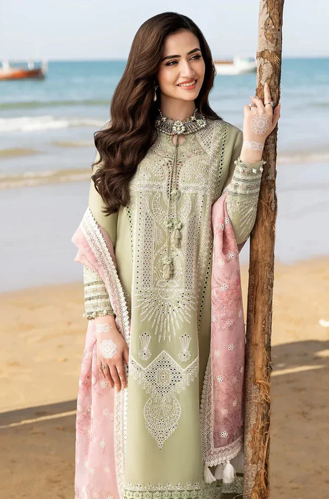 Rp1107- Qalamkar - Summer 3PC Lawn Chicken Kari Embroidered Suit