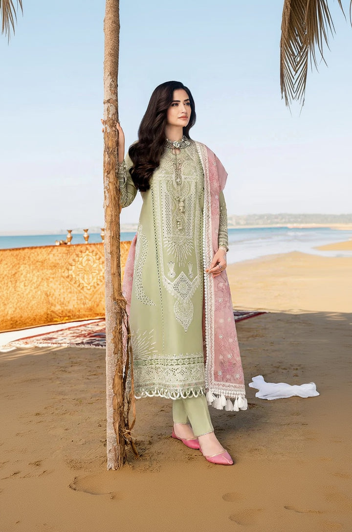 Rp1107- Qalamkar - Summer 3PC Lawn Chicken Kari Embroidered Suit