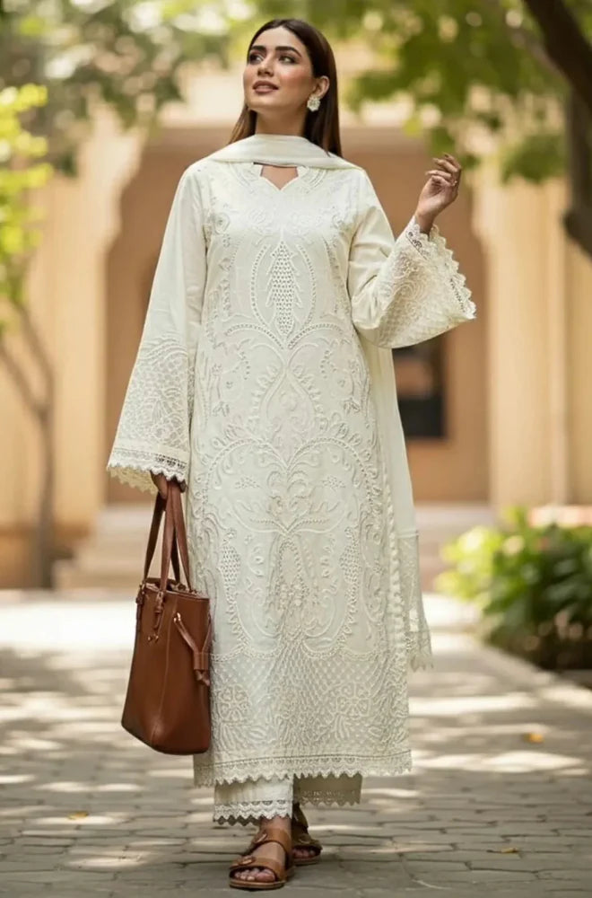 RP1127-SHANZY - Summer 3PC Lawn Chikankri Embroidered Suit