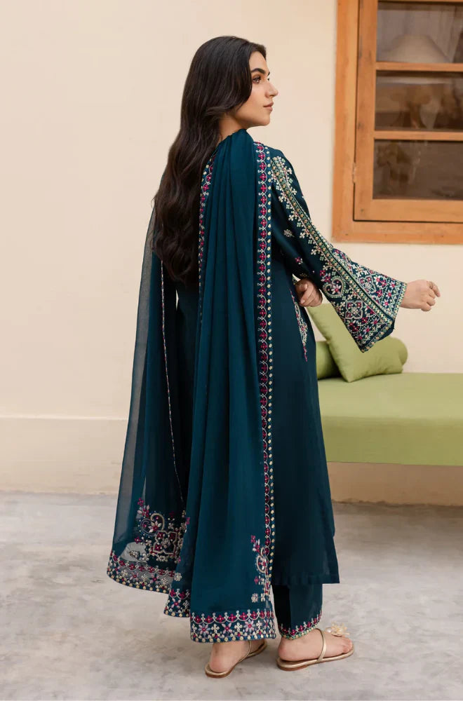 Rp33113- Sapphire - Winter 3PC Dhanak Embroidered Suit