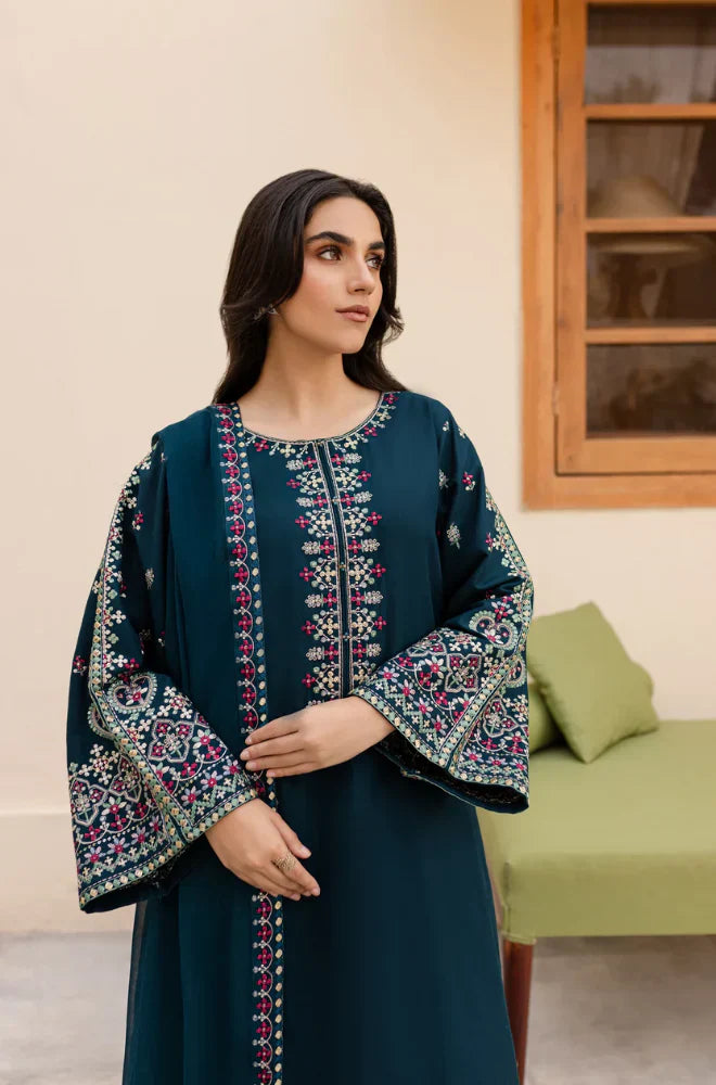 Rp33113- Sapphire - Winter 3PC Dhanak Embroidered Suit