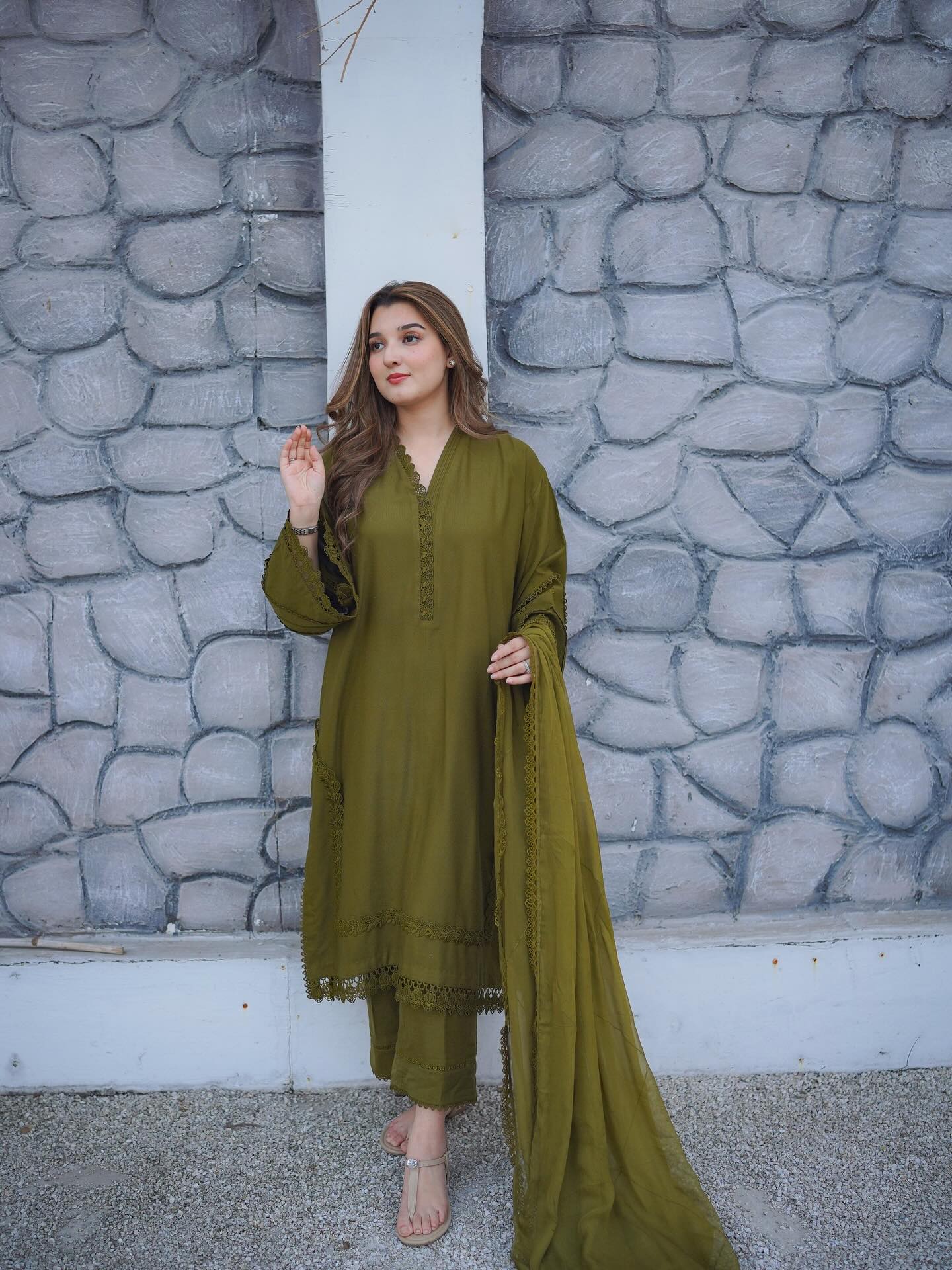 Rp33130- Sapphire - Winter 3PC Dhanak Embroidered Suit