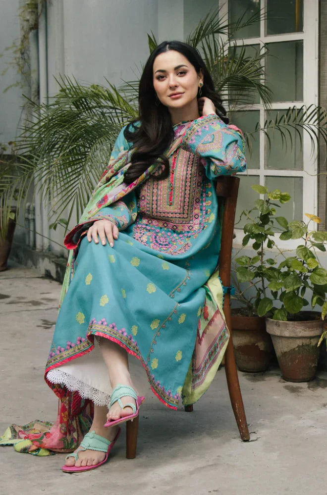 Rp3315- Sapphire - Winter 3PC Dhanak Embroidered Suit