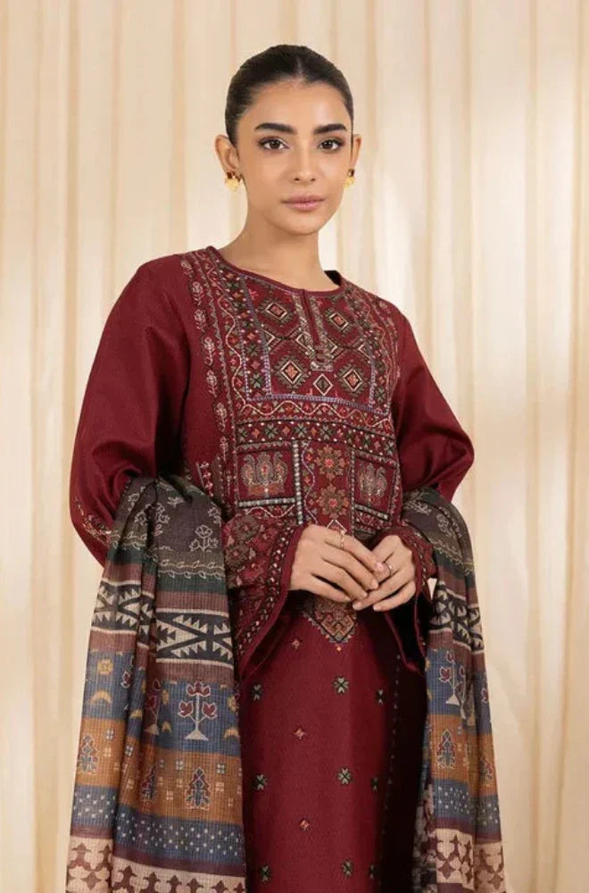 Rp3363 -Sapphire - Winter 3PC Dhanak Embroidered Suit