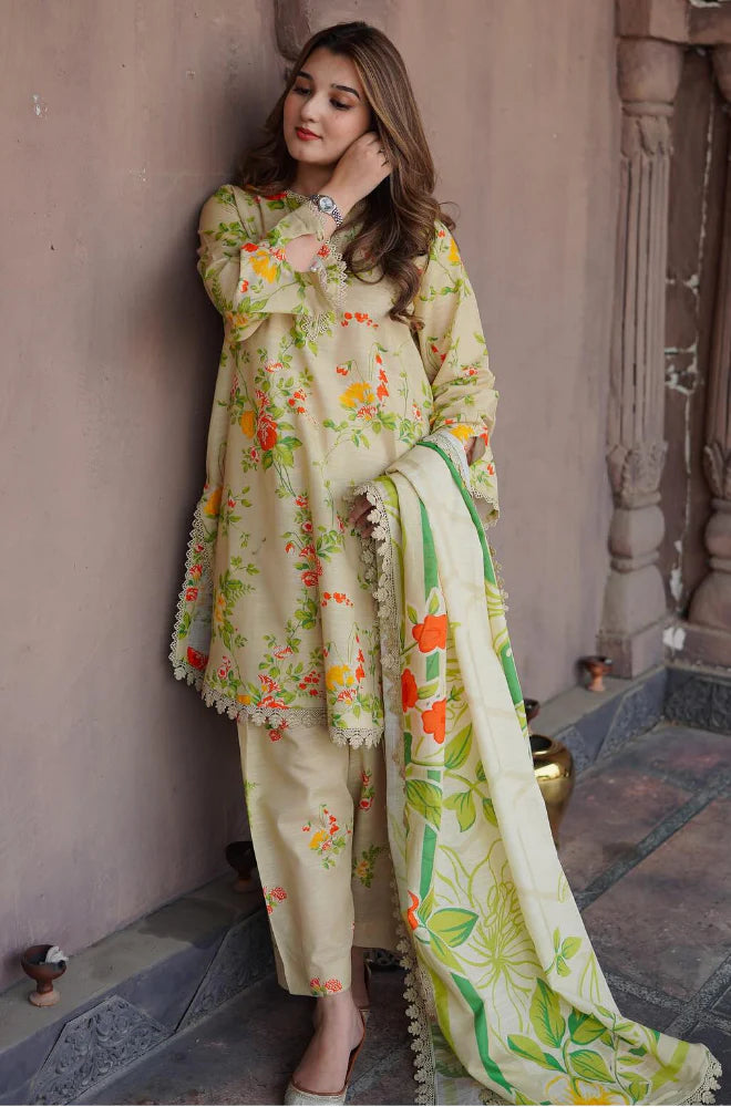 RP33121- Sapphire - Winter 3PC Karandi Digital Print Dress