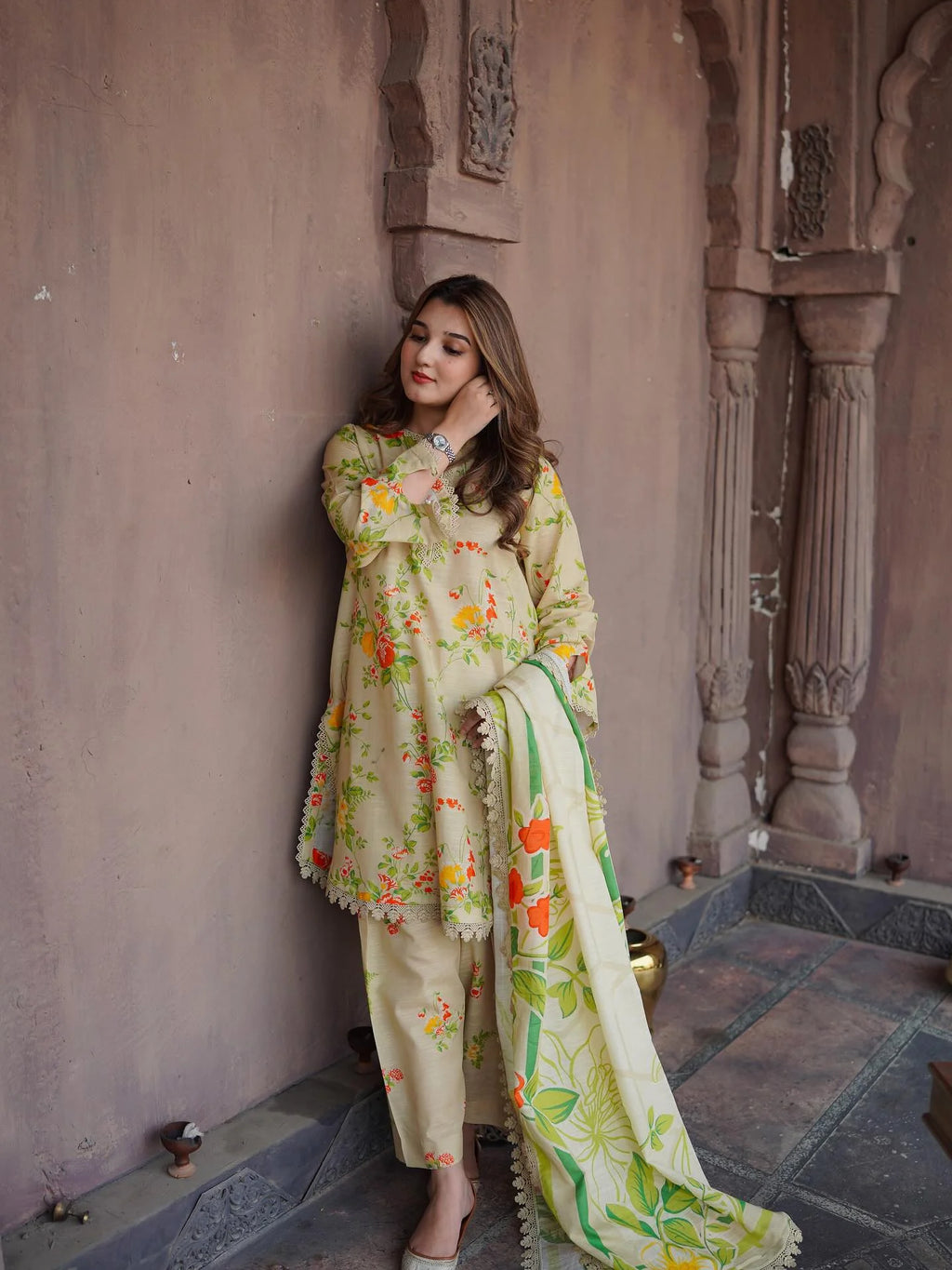 RP33121- Sapphire - Winter 3PC Karandi Digital Print Dress