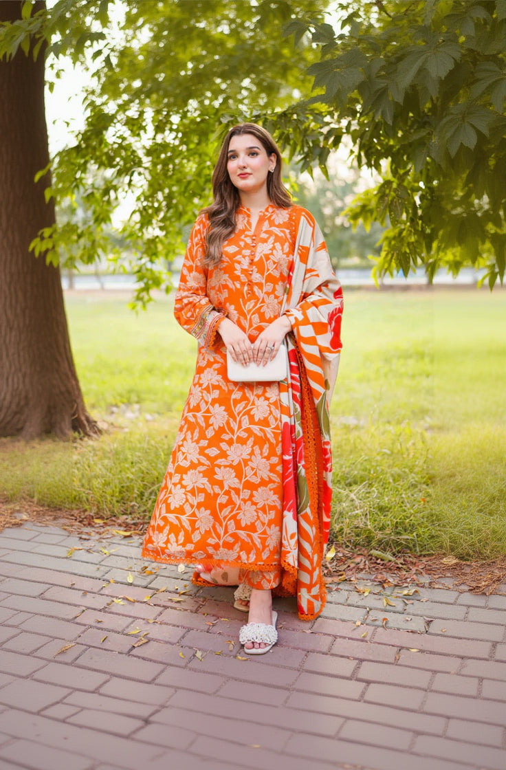 RP33415- Sapphire - Winter 3PC Karandi Digital Print Dress