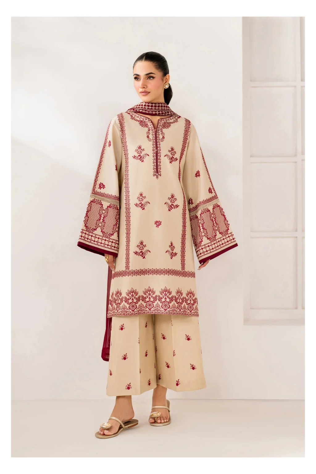 Rp1201Summer-3PC Lawn Embroidered Suit