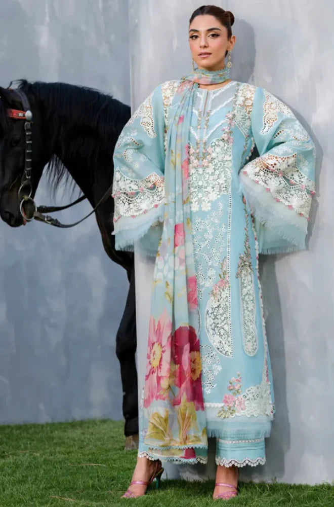 RP1199Summer 3PC Lawn Chikenkari Embroidered Shirt
