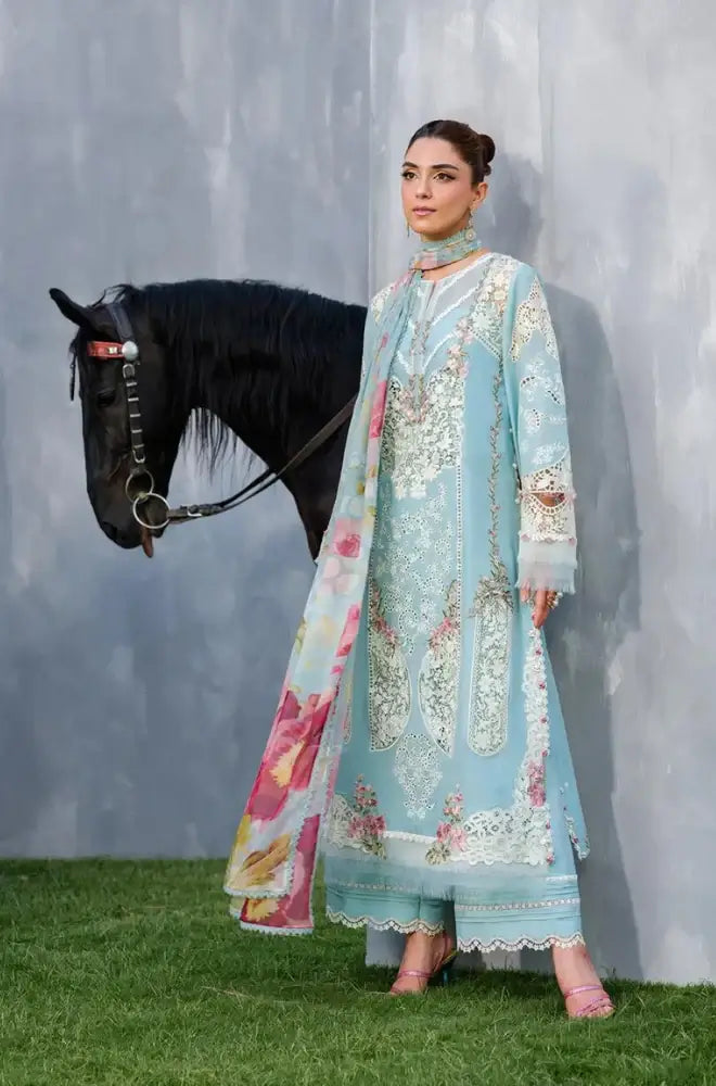 RP1199Summer 3PC Lawn Chikenkari Embroidered Shirt