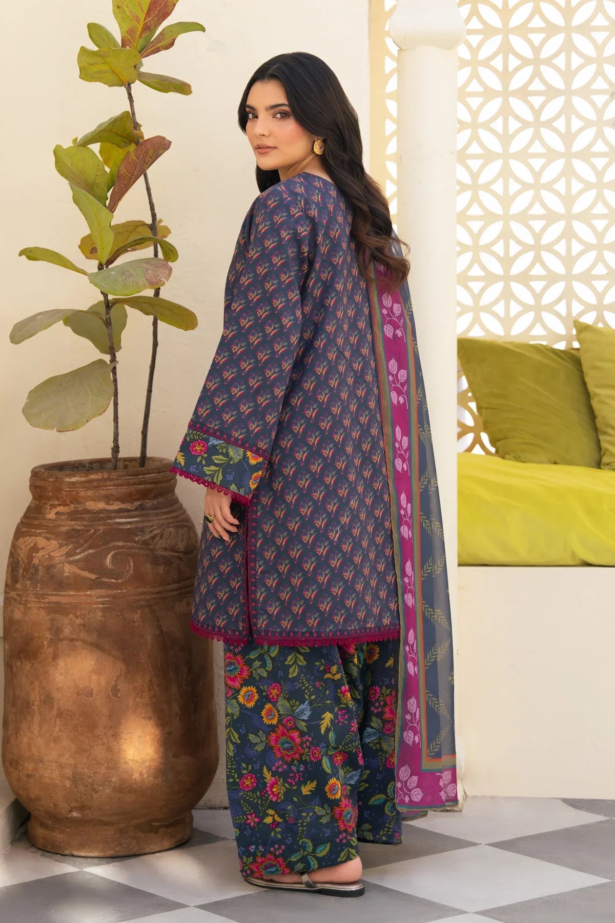 RP1191Summer 3PC Lawn Digital Print Dress