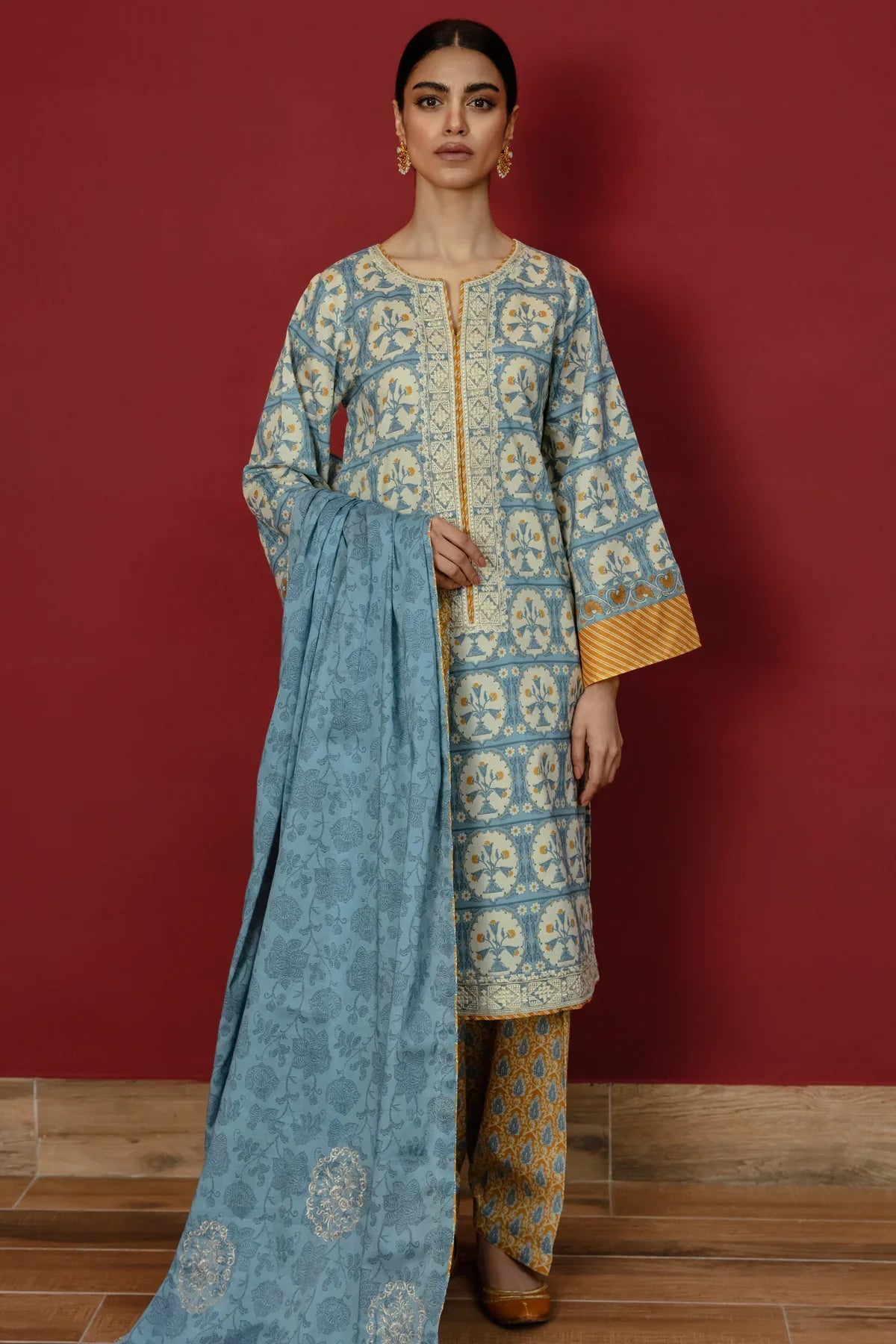 RP1193Summer 3PC Lawn Digital Print Dress