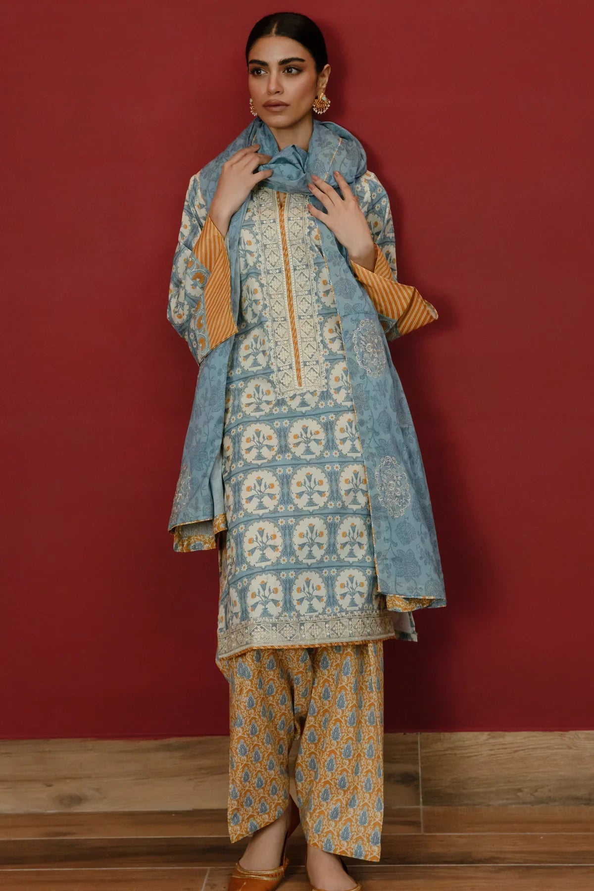 RP1193Summer 3PC Lawn Digital Print Dress