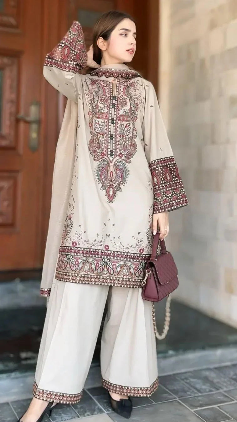 RP1174Summer 3PC Lawn Embroidered Suit