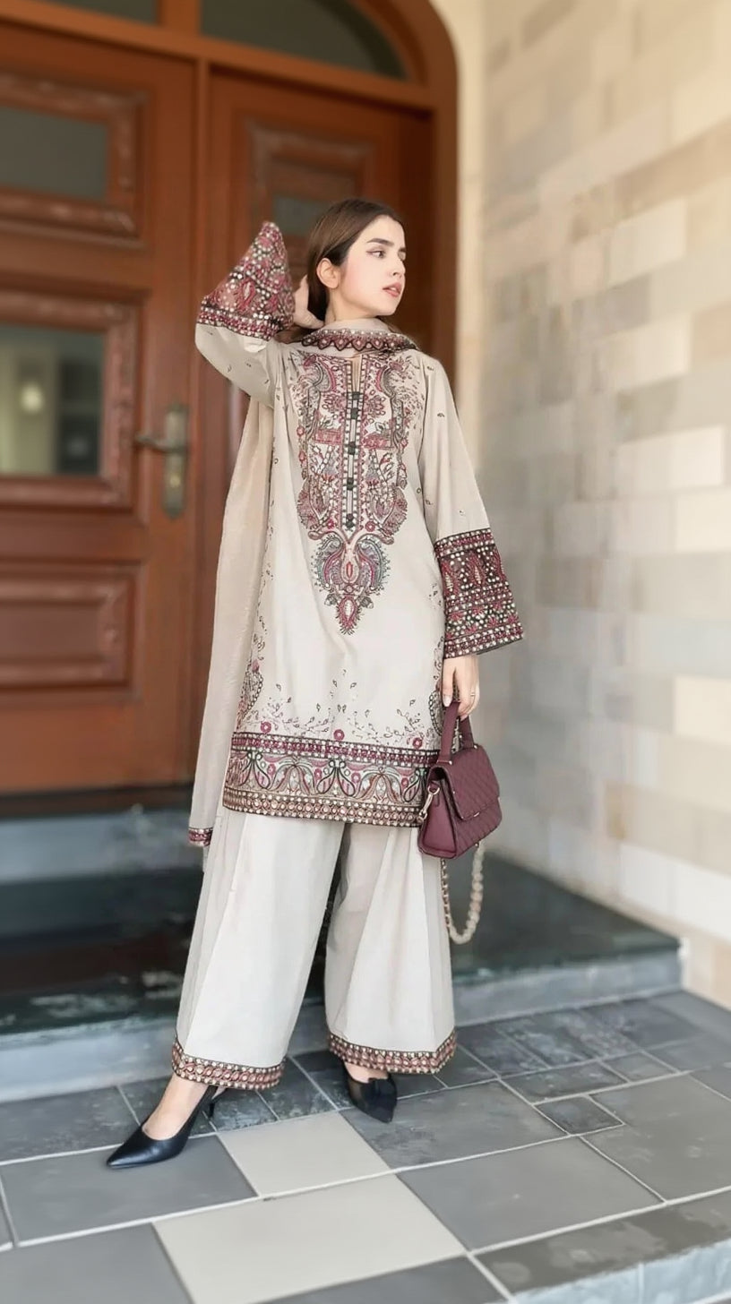 RP1174Summer 3PC Lawn Embroidered Suit