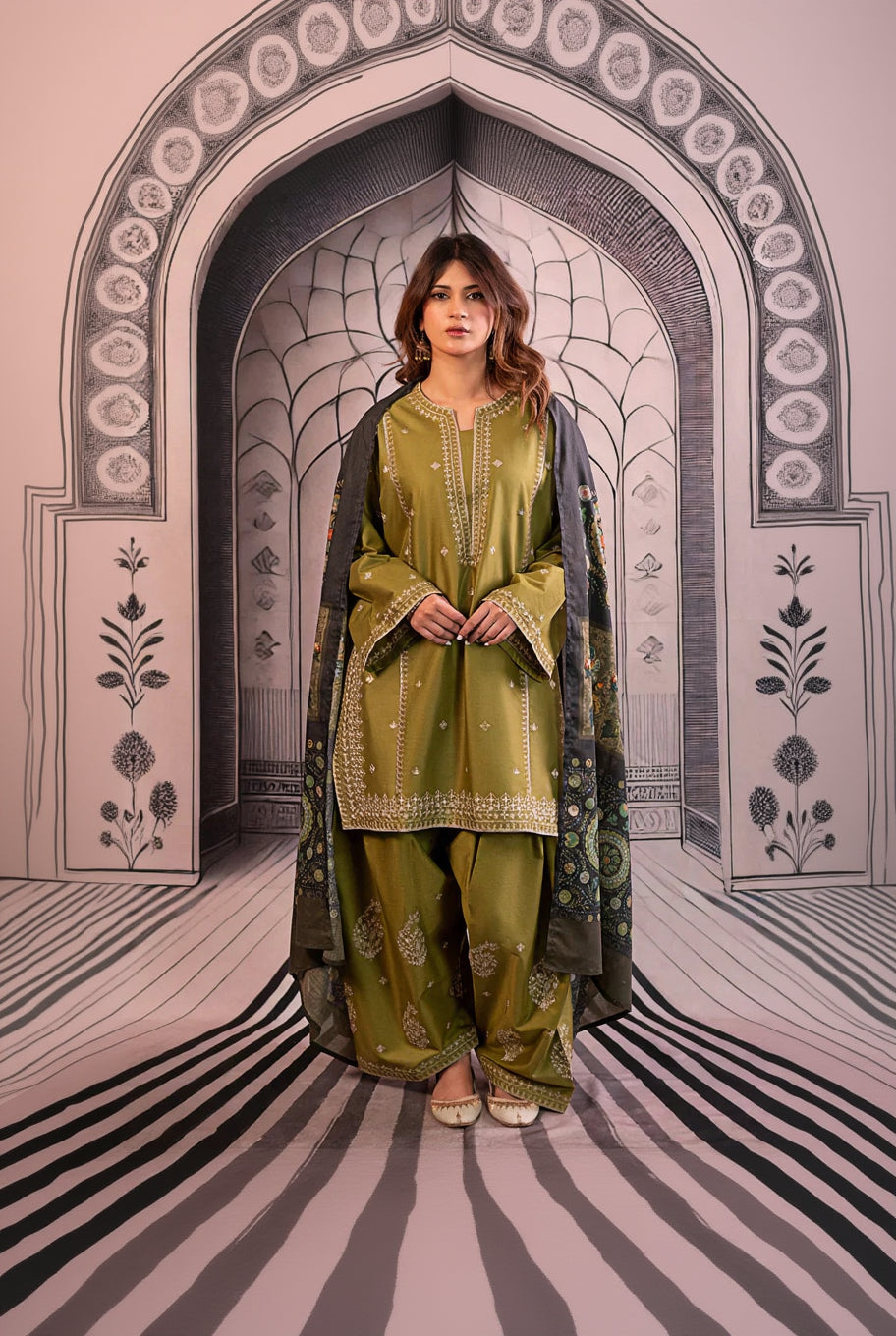 Rp3344 - Urge - Winter 3PC Dhanak Embroidered Suit