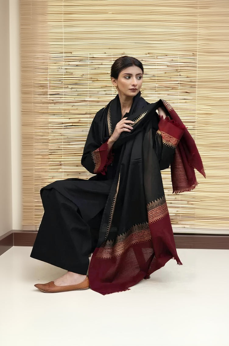 RP555WINTER 3PC Dhanak suit with Embroidered Shawll