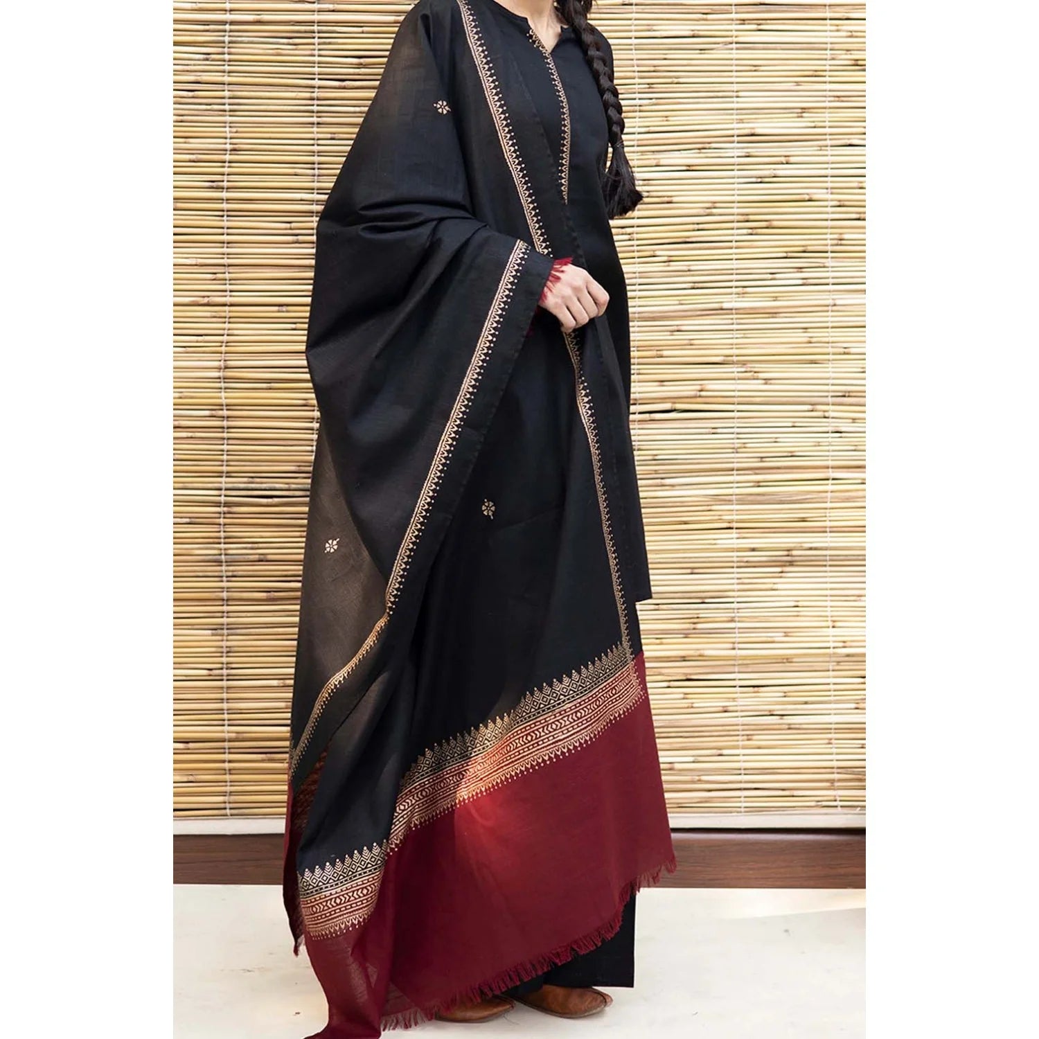 RP555WINTER 3PC Dhanak suit with Embroidered Shawll