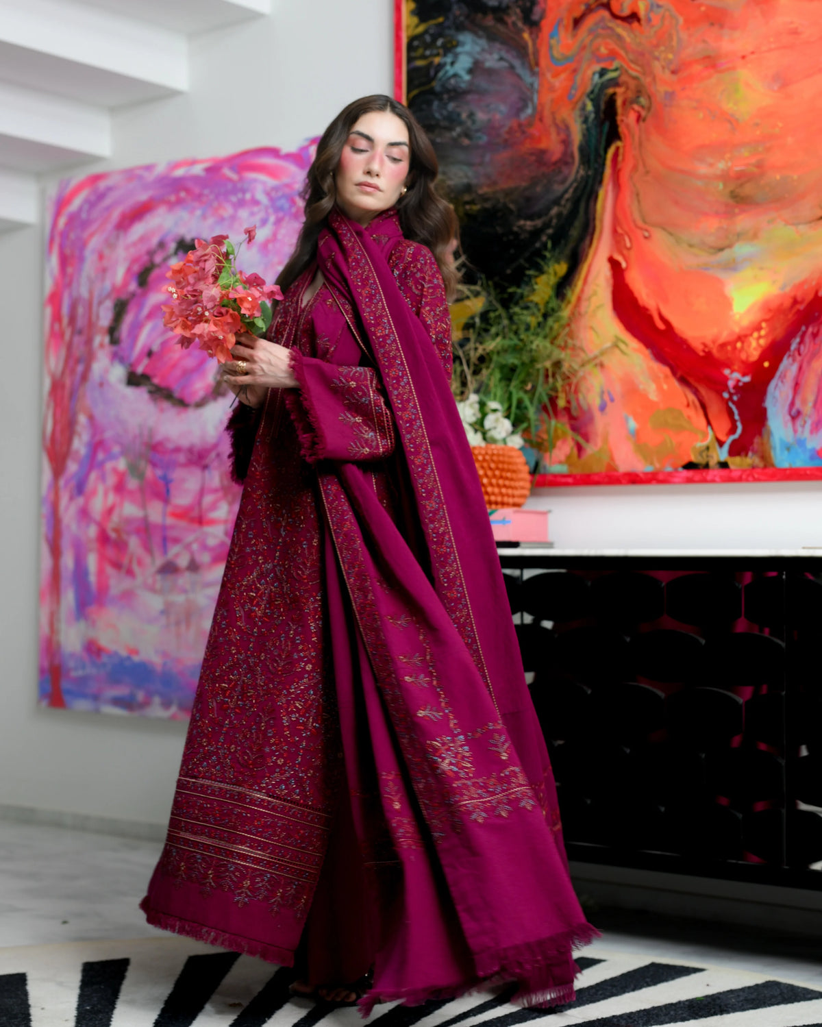 Rp1272 ZAIB - Winter 3PC Dhanak Embroidered Suit