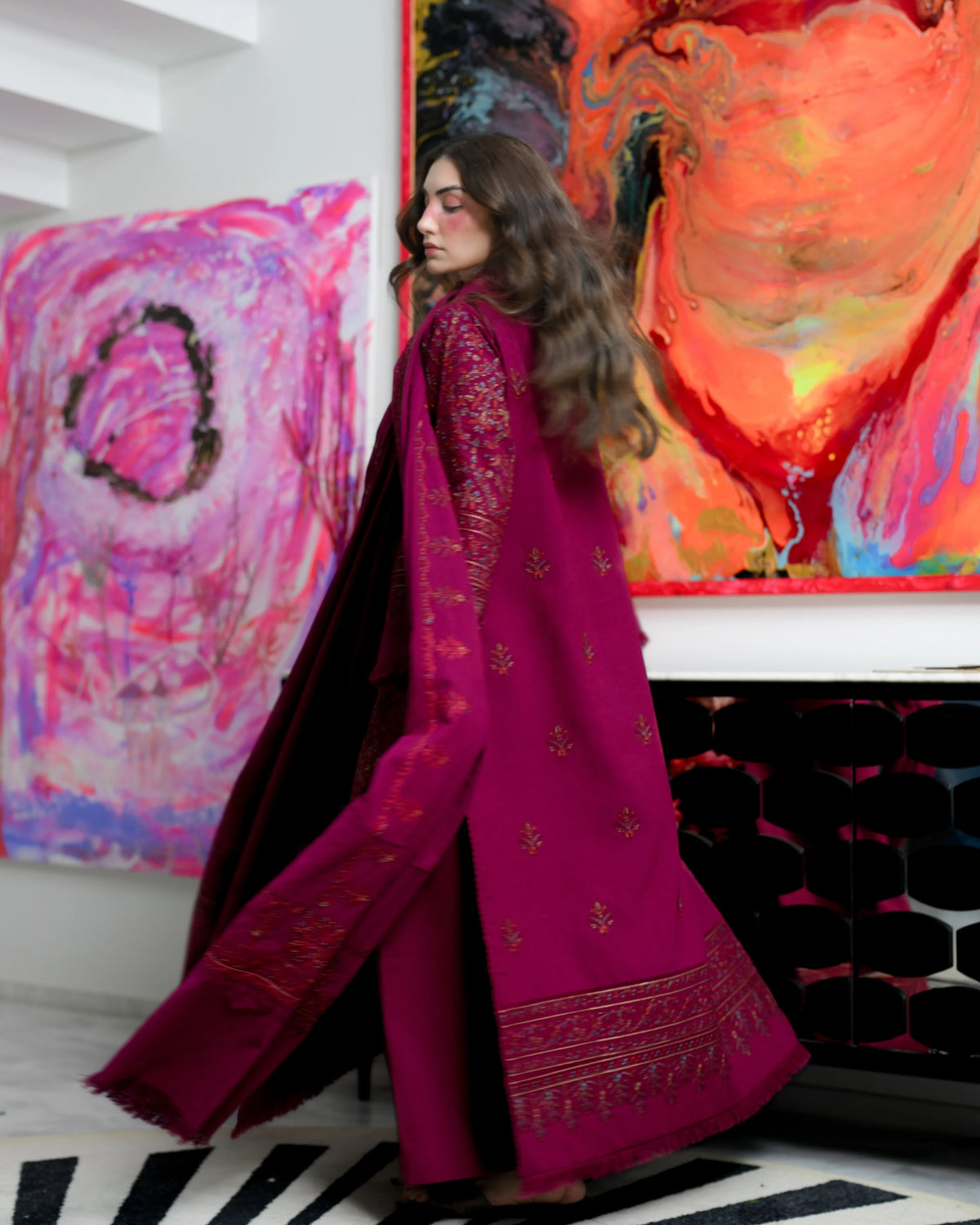 Rp1272 ZAIB - Winter 3PC Dhanak Embroidered Suit