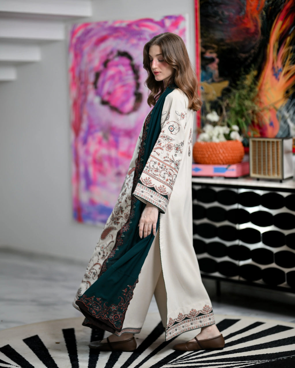 Rp1273 ZAIB - Winter 3PC Dhanak Embroidered Suit