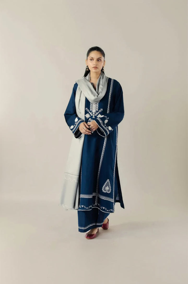 Rp33122- Zara Shahjahan - Winter 3PC Dhanak Embroidered Suit
