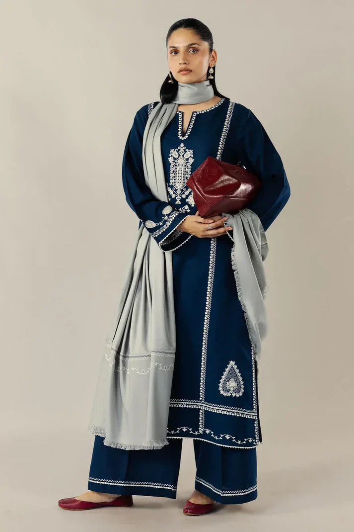 Rp33122- Zara Shahjahan - Winter 3PC Dhanak Embroidered Suit