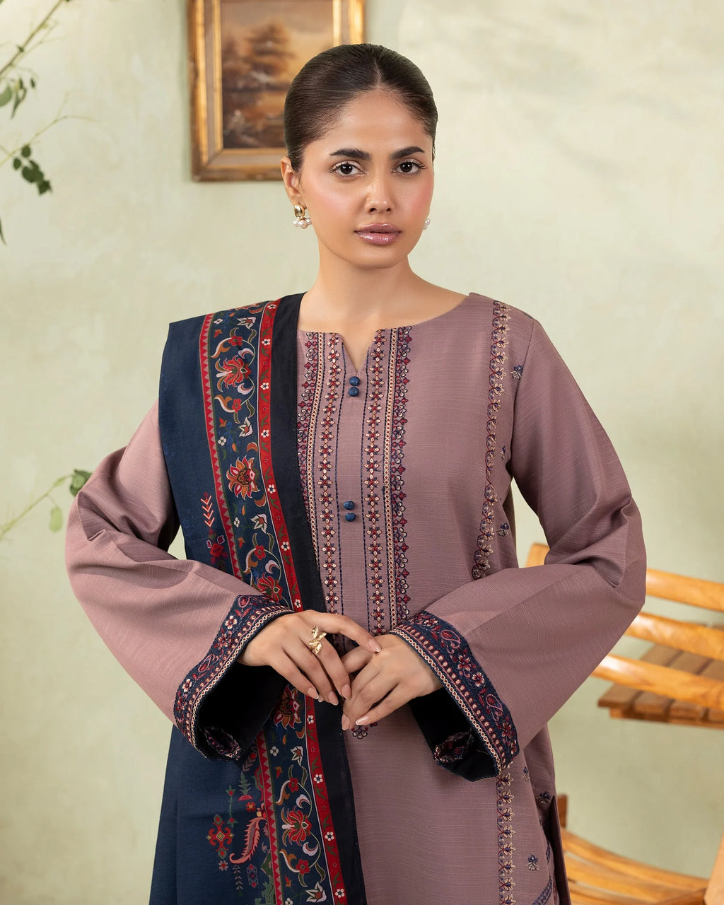 Rp33106-izel - Winter 3PC Dhanak Embroidered Suit