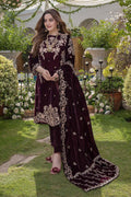 Rp403-Embroidered Velvet Three piece With Velvet Shawl Winter Collection