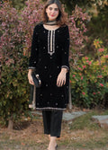 Rp518-Velvet Embroidered Dress With Organza embroidered Dopata