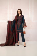 Rp582-Winter 3PC Khaddar Embroidered Suit with Printed Wool Shawll